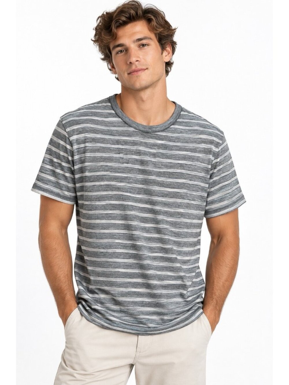 ALEX MILL short sleeve t shirt tee gray XL striped preppy casual collegiate fall